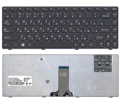 Клавіатура для ноутбука Lenovo IdeaPad (Y480) Black, (Black Frame), RU