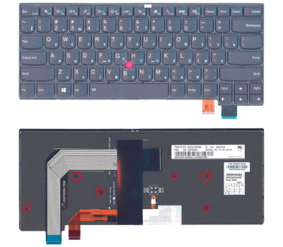 Клавіатура для ноутбука Lenovo Thinkpad T460S, з вказівником (Point Stick), короткий шлейф (Short Tr