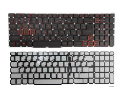 Клавиатура для ноутбука Acer Nitro 5 AN515-54 с подсветкой (Light Red), Black, (No Frame), RU