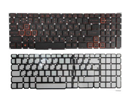 Клавиатура для ноутбука Acer Nitro 5 AN515-54 с подсветкой (Light Red), Black, (No Frame), RU Клавиатура для ноутбука Acer Nitro 5 AN515-54 с подсветкой (Light Red), Black, (No Frame), RU