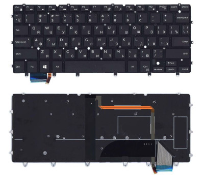 Клавиатура для ноутбука Dell XPS (13 9343) с подсветкой (Light), Black, (No Frame), RU