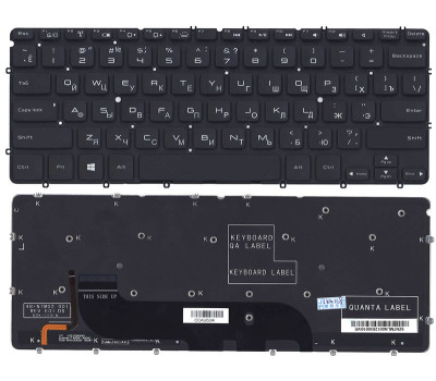 Клавиатура для ноутбука Dell XPS 12 с подсветкой (Light), Black, (No Frame) RU