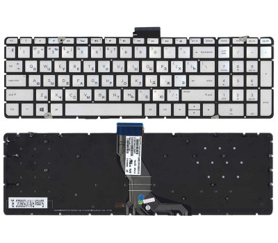 Клавиатура для ноутбука HP Pavilion (15-ab) Silver с подсветкой (Light), (No Frame) RU Клавиатура для ноутбука HP Pavilion (15-ab) Silver с подсветкой (Light), (No Frame) RU