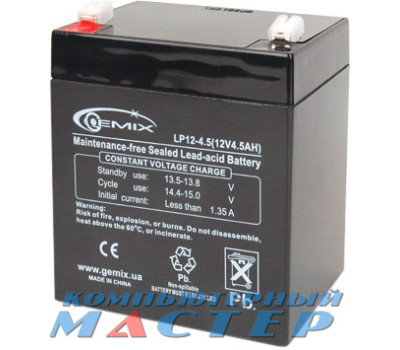 Аккумулятор ИБП 12B 4.5Ah EnerGenie, AGM, T2, 100x89x70 мм, 1.4 кг (BAT-12V4.5AH) Аккумулятор ИБП 12B 4.5Ah EnerGenie, AGM, T2, 100x89x70 мм, 1.4 кг (BAT-12V4.5AH)