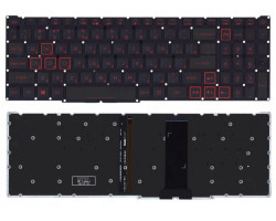 Клавиатура для ноутбука Acer Nitro 5 (AN517-41) с подсветкой (Light), Black, (узкий шлейф, красные б