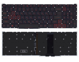 Клавиатура для ноутбука Acer Nitro 5 (AN517-41) с подсветкой (Light), Black, (узкий шлейф, красные б