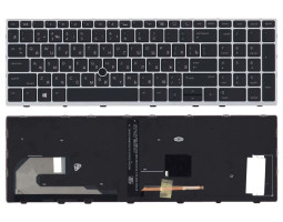 Клавиатура для ноутбука HP EliteBook 850 G5 с подсветкой (Light), Black, (Grey Frame) RU Клавиатура для ноутбука HP EliteBook 850 G5 с подсветкой (Light), Black, (Grey Frame) RU