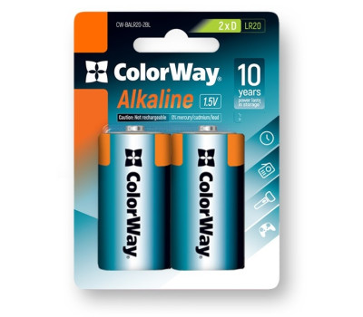 Батарейка D/ LR20, ColorWay, щелочная, 1.5V, Blister (CW-BALR20-2BL) Батарейка D/ LR20, ColorWay, щелочная, 1.5V, Blister (CW-BALR20-2BL)
