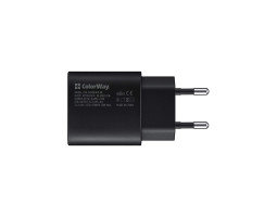 Сетевое зарядное устройство ColorWay, Black, 1xUSB-C, 3A, 25W (CW-CHS033PD-BK)