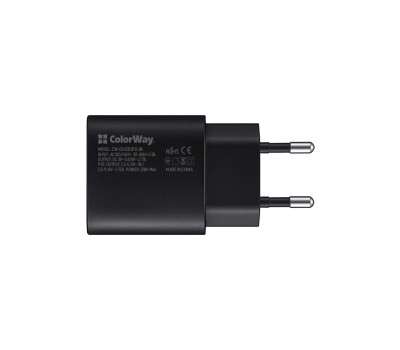 Сетевое зарядное устройство ColorWay, Black, 1xUSB-C, 3A, 25W (CW-CHS033PD-BK)
