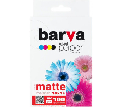 Фотопапір Barva, матовий, A6 (10x15), 180 г/ м?, 100 арк, серія Фотопапір Barva, матовий, A6 (10x15), 180 г/ м?, 100 арк, серія