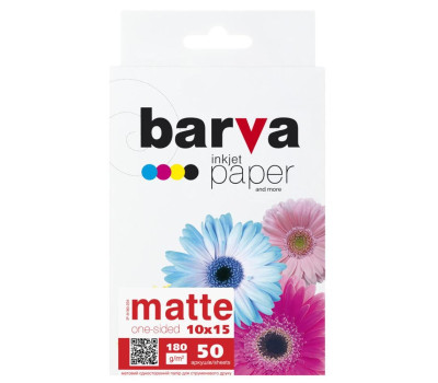 Фотопапір Barva, матовий, A6 (10x15), 180 г/ м?, 50 арк, серія Фотопапір Barva, матовий, A6 (10x15), 180 г/ м?, 50 арк, серія