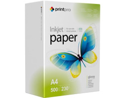 Фотопапір PrintPro, глянсовий, A4, 230 г/ м?, 500 арк (PGE230500A4)
