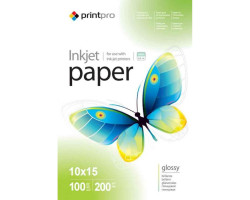 Фотопапір PrintPro, глянсовий, A6 (10x15), 200 г/ м?, 100 арк (PGE2001004R)
