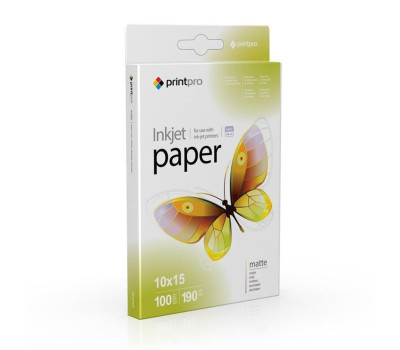 Фотопапір PrintPro, матовий, A6 (10x15), 190 г/ м?, 100 арк (PME1901004R)