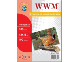 Фотопапір WWM, глянсовий 13х18, 180 г/ м?, 100 арк (G180.P100/ C) Фотопапір WWM, глянсовий 13х18, 180 г/ м?, 100 арк (G180.P100/ C)