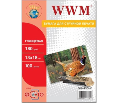 Фотопапір WWM, глянсовий 13х18, 180 г/ м?, 100 арк (G180.P100/ C)