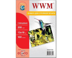 Фотопапір WWM, глянсовий, 13х18, 200 г/ м?, 100 арк (G200.P100)