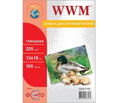 Фотопапір WWM, глянсовий, 13х18, 225 г/ м?, 100 арк (G225.P100) Фотопапір WWM, глянсовий, 13х18, 225 г/ м?, 100 арк (G225.P100)