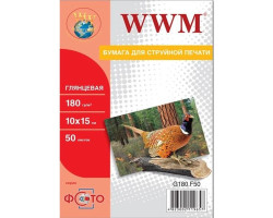 Фотопапір WWM, глянсовий, A6 (10х15), 180 г/ м?, 50 арк (G180.F50)