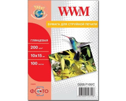 Фотопапір WWM, глянсовий, A6 (10х15), 200 г/ м?, 100 арк (G200.F100/ C)