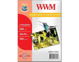 Фотопапір WWM, глянсовий, A6 (10х15), 200 г/ м?, 100 арк (G200.F100/ C)