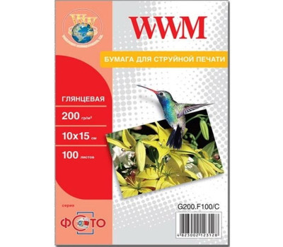 Фотопапір WWM, глянсовий, A6 (10х15), 200 г/ м?, 100 арк (G200.F100/ C)