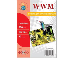 Фотопапір WWM, глянсовий, A6 (10х15), 200 г/ м?, 50 арк (G200.F50) Фотопапір WWM, глянсовий, A6 (10х15), 200 г/ м?, 50 арк (G200.F50)