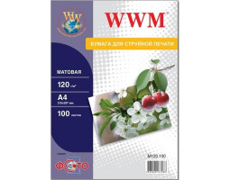 Фотопапір WWM, матовий, A4, 120 г/ м?, 100 арк (M120.100)