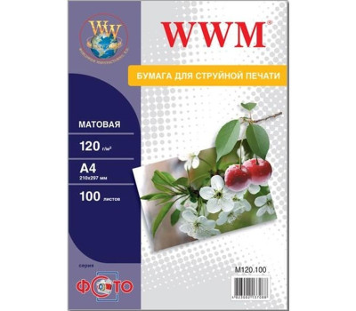 Фотопапір WWM, матовий, A4, 120 г/ м?, 100 арк (M120.100)