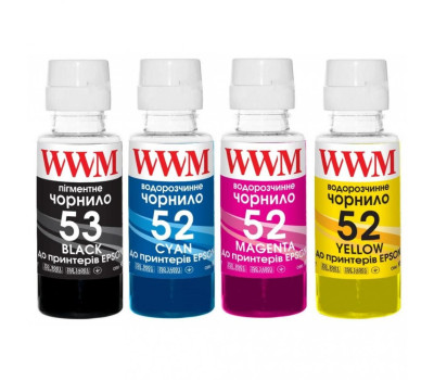 Комплект чорнил WWM HP GT52/ GT53, 4x100 мл (GT53SET) Комплект чорнил WWM HP GT52/ GT53, 4x100 мл (GT53SET)