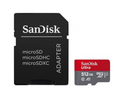 Карта пам`яті microSDXC, 512Gb, Class10 UHS-I Ultra A1, SanDisk, SD адаптер (SDSQUAC-512G-GN6MA)