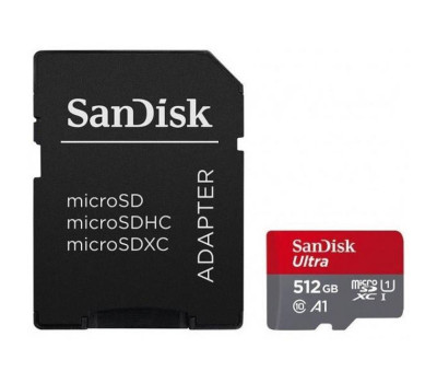 Карта пам`яті microSDXC, 512Gb, Class10 UHS-I Ultra A1, SanDisk, SD адаптер (SDSQUAC-512G-GN6MA) Карта пам`яті microSDXC, 512Gb, Class10 UHS-I Ultra A1, SanDisk, SD адаптер (SDSQUAC-512G-GN6MA)