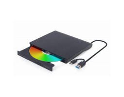 Внешний оптический привод Gembird, Black, DVD+/ -RW, USB 3.1 /  Type-C (DVD-USB-03)