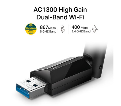 Сетевая карта USB TP-Link Archer T3U Plus, Black, 5GHz / 2.4GHz, AC1300 (867 / 400 Мбит/ с), USB Сетевая карта USB TP-Link Archer T3U Plus, Black, 5GHz / 2.4GHz, AC1300 (867 / 400 Мбит/ с), USB