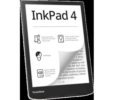 Електронна книга 7.8&Prime; PocketBook 743G InkPad 4, Stund Silver, (PB743G-U-CIS)
