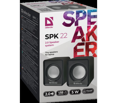 Колонки 2.0 Defender SPK 22, Black, 5 Вт, 3.5 мм, живлення от USB, регулятор гучності (65503) Колонки 2.0 Defender SPK 22, Black, 5 Вт, 3.5 мм, живлення от USB, регулятор гучності (65503)