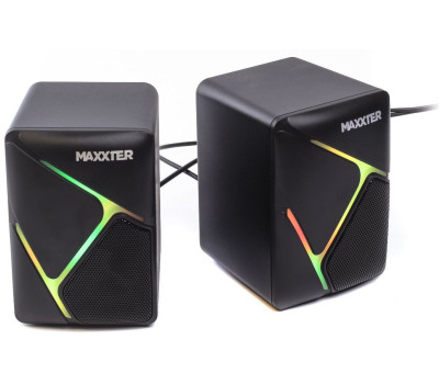Колонки 2.0 Maxxter CSP-U004RGB Black, 2 x 3 Вт, пластиковий корпус