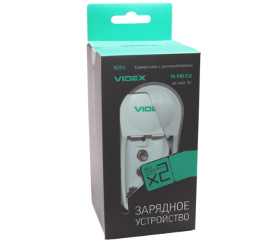 Зарядний пристрій Videx VCH-N201, White, 2xAA/ AAA Ni-MH/ Ni-Cd, 1x Зарядний пристрій Videx VCH-N201, White, 2xAA/ AAA Ni-MH/ Ni-Cd, 1x
