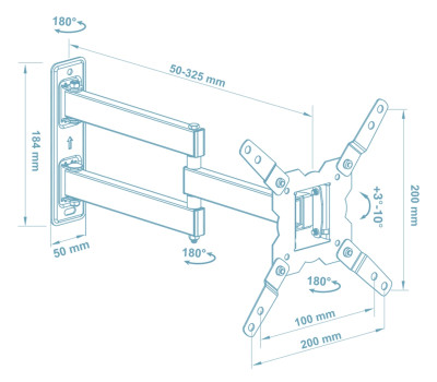 Настінне кріплення LCD/ Plasma TV 15-42&Prime; Walfix R-351B колір чорний