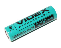 Акумулятор 18650, 3000 mAh, Videx, 1 шт, Li-ion, Bulk