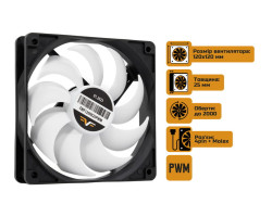Вентилятор 120 мм, Frime 120x120x25мм 4Pin+Molex 2000rpm FD Bearing Black/ White (FWF120HB20PWM)-foto2