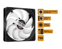 Вентилятор 120 мм, Frime 120x120x25мм 4Pin+Molex 2000rpm FD Bearing Black/ White (FWF120HB20PWM)-foto2