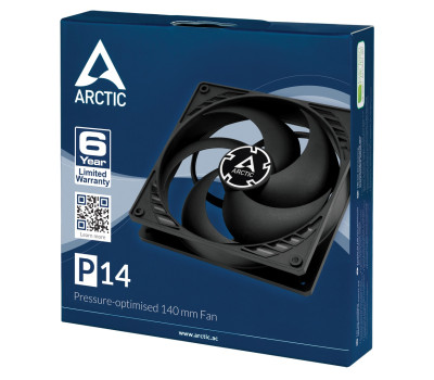 Вентилятор 140 мм, Arctic P14, Black, 140х140х27 мм, 1700 об/ хв, 3-pin, (ACFAN00123A)