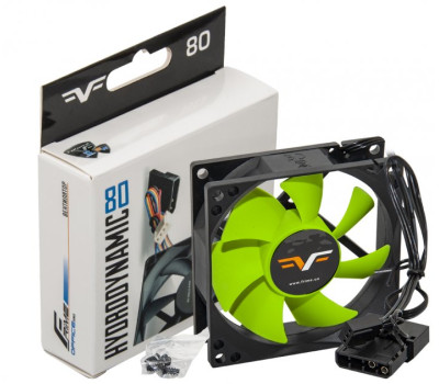 Вентилятор 80 мм, Frime FGF80HB3, Black/ Green, 80х80х25 мм, 1500 об/ хв, 20 дБ(А)