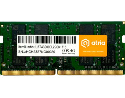 Пам`ять SO-DIMM, DDR4, 16Gb, 3200 MHz, Atria, 1.2V, CL22 (UAT43200CL22SK1/ 16) Пам`ять SO-DIMM, DDR4, 16Gb, 3200 MHz, Atria, 1.2V, CL22 (UAT43200CL22SK1/ 16)