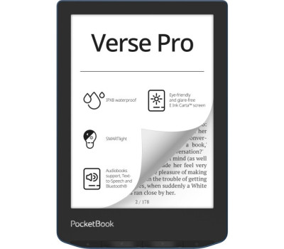Електронна книга 6&Prime; PocketBook Verse Pro PB634 Azure (PB634-A-CIS) E-Ink Carta