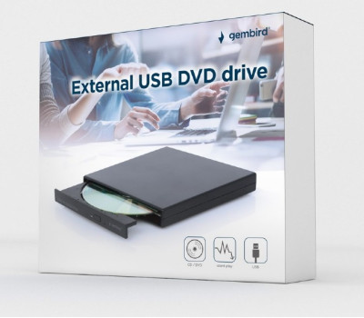 Внешний оптический привод Gembird, Black, DVD+/ -RW, USB 2.0 (DVD-USB-04)