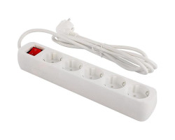 Фильтр сетевой 2.0м ColorWay CW-PSEA52W White, 5 евророзетки, 10А, до 2.5кВт, заземление, выключат.