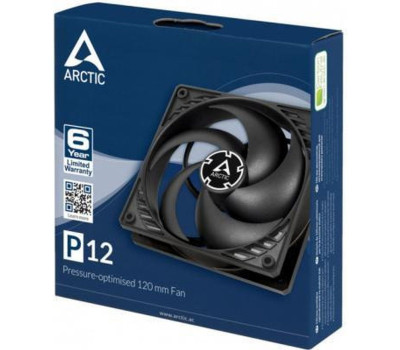 Вентилятор 120 мм, Arctic P12, Black, 120х120х25 мм, 1800 об/ хв, 3-pin, (ACFAN00118A)
